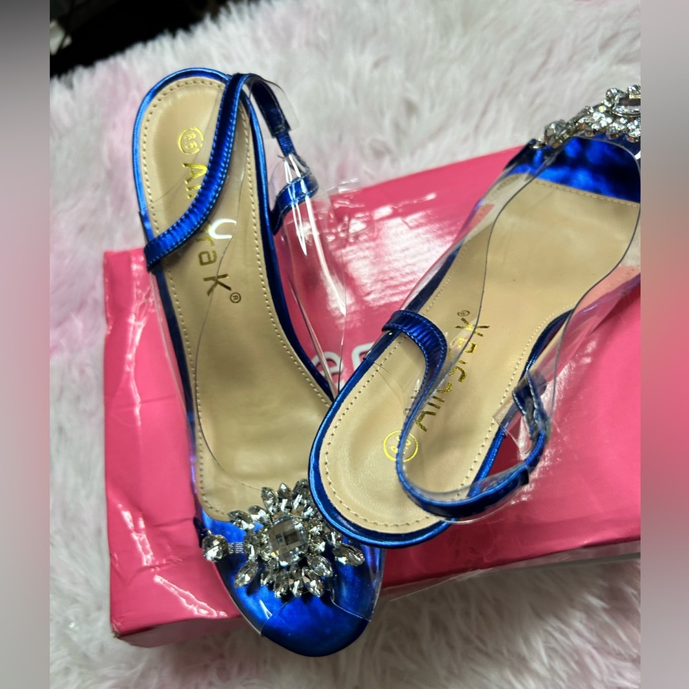 Flower Rhinestone Sandals blue - Picture 2 of 6